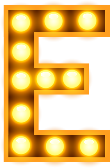 黄色字母E形灯牌装饰素材