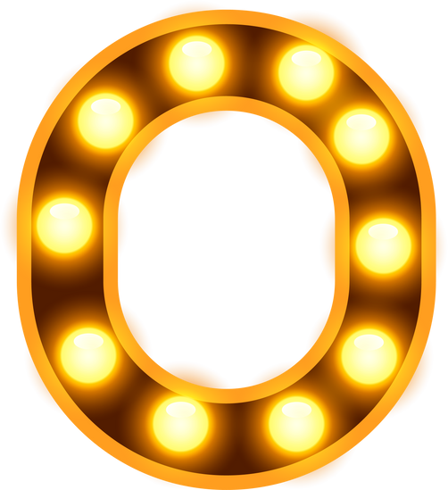 黄色字母O形灯牌装饰素材