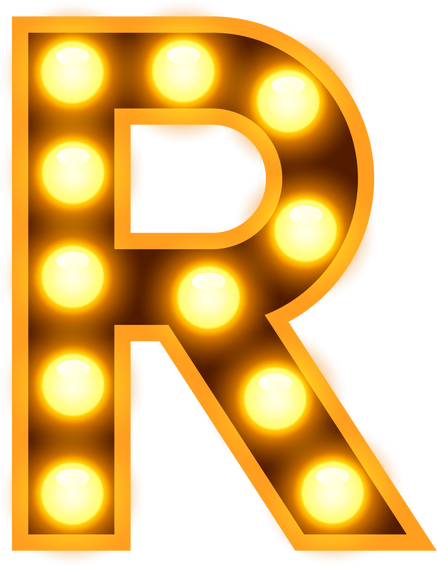 黄色字母R形灯牌装饰素材