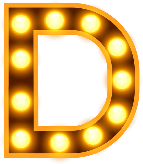 黄色字母D形灯牌装饰素材