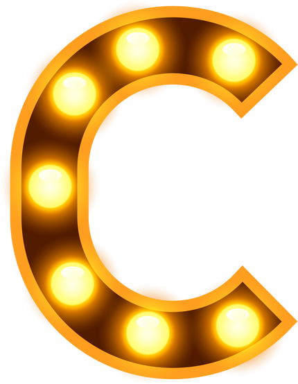 黄色字母C形灯牌装饰素材