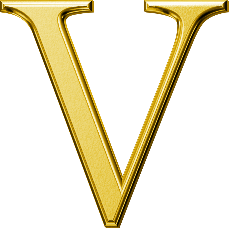 Luxury gold letter V